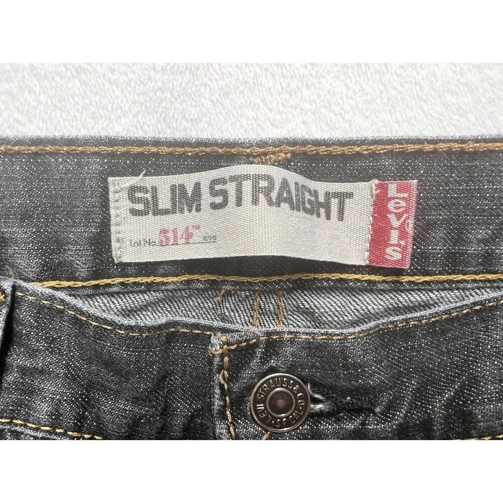 Levis 514 Slim Straight Denim Jeans Mens 36x32 Black 100% Cotton Mexico